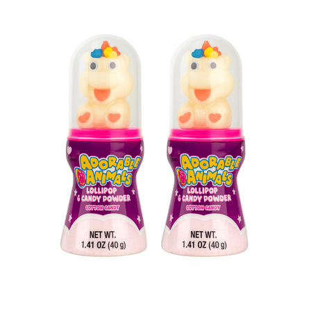 Adorable Animale Animal Shaped Lollipop & Fruity Candy Powder Dipping Treat 1.41 oz, Cotton Candy