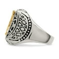 thumbnail image 6 of Primal Steel Stainless Steel with 14 Karat Yellow Gold Accent Antiqued and Eagle Ring, 6 of 11