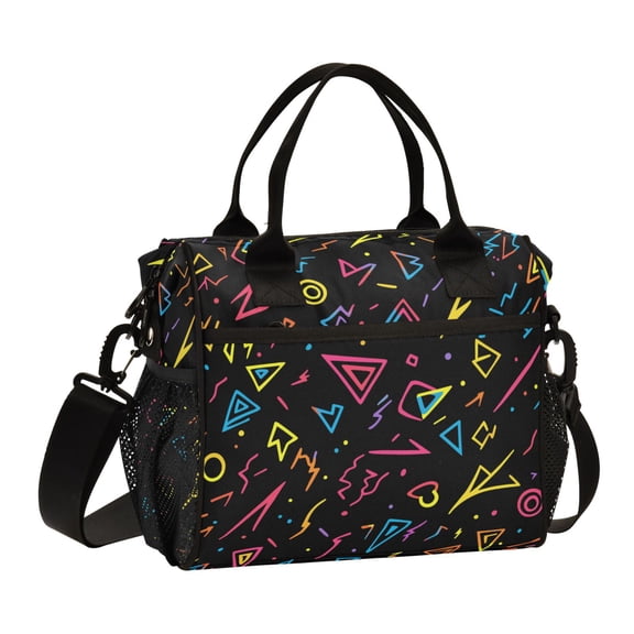 FORMRS Insulated Lunch Bag for Work School Unisex Large Capacity Cooler with Shoulder Strap, Black Neon Lightning