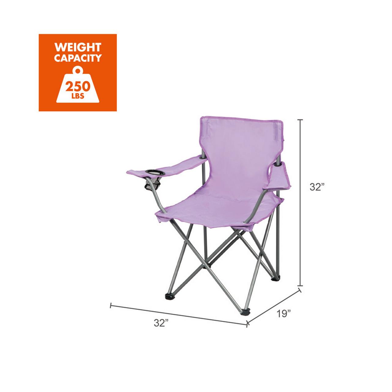 Ozark Trail Basic Quad Folding Camp Chair with Cup Holder, Lavender, Adult