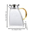 thumbnail image 3 of Hammered Glass Pitcher 1800ml Heat-Resistant Cold Water Carafe with Lid, Leakproof Iced Tea Jug for Fridge, Durable Home Beverage Dispenser, 3 of 7