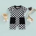 thumbnail image 2 of Fortune Baby Boy Checkerboard Romper Summer Plaid Short Jumpsuit with Pockets, 2 of 7