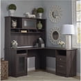 thumbnail image 2 of Bowery Hill Home Office L-Shape Computer Desk with Hutch in Gray, 2 of 9