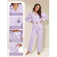 thumbnail image 4 of EA'S SECRET 100% Cotton Pajamas for Women Set Long Sleeve Sleepwear Button Down Loungewear Soft Pjs 2 Piece Lounge Sets(Light Purple,S), 4 of 7