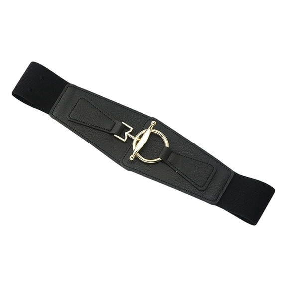 Women Belt Fashion Waist Belt for Dresses Decorative Stretch Buckle Belt Ladies Girls - Black
