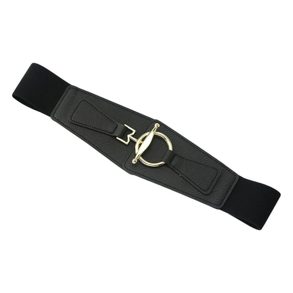 Cinturones Elástico Moda hebilla Cinturón Elástico Cintura ancha negro Sunnimix