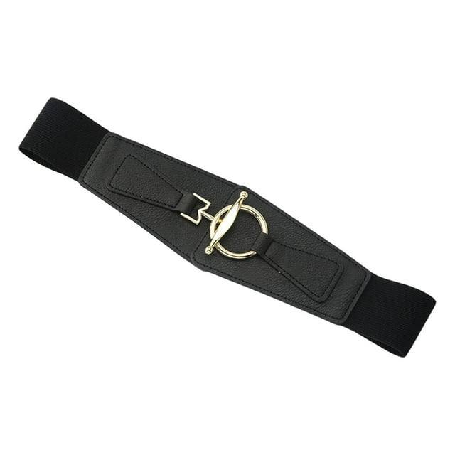 Cinturones Elástico Moda hebilla Cinturón Elástico Cintura ancha negro Sunnimix