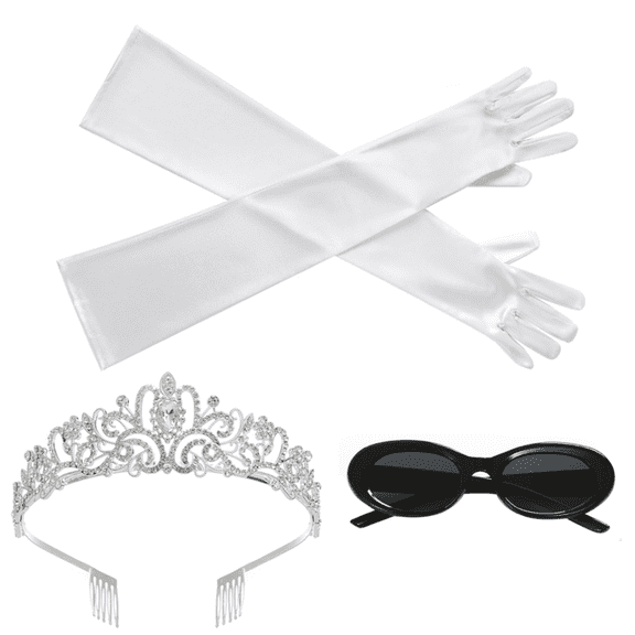 Silver Wedding Crystal Tiaras with Combs for Women Elegant Bridal Crowns Princess Headpieces with Long Gloves Sunglasses for Prom Pageant Party