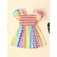 thumbnail image 3 of Bagilaanoe 4th of July Dress for Toddler Baby Girl Star Striped Print Short Sleeves A-line Dresses 12M 18M 24M 3T 4T Kids  Independence Day Casual Swing Sundress, 3 of 9
