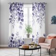 thumbnail image 4 of Purple Eucalyptus Leaves Kitchen Curtains Window Panels, Spring Summer Botanical Insulated Window Treatment Curtain, Grommet Curtains for Bedroom/Living Room/Bathroom, 2 Piece 42"Wx84"L, 4 of 8