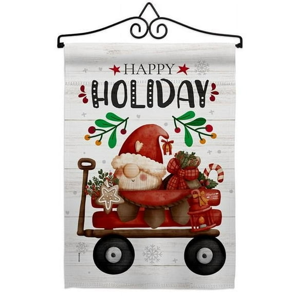 Angeleno Heritage GS130305-BO-02 13 x 18.5 in. Winter Gnome Wagon Garden Flag Set for Wintertime Christmas Double-Sided Decorative Vertical Flags & House Decoration Banner Yard Gift