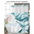 thumbnail image 4 of No Hook Cloth Fabric Shower Curtain with Snap in Liner, Geometric Stripes Waterproof Shower Curtains Set with See Through Top Window, Ombre Teal White Sea Waves Bath Curtains Shower 36"x72", 4 of 6