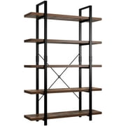 Homfa Industrial 5 Tier Shelves, Free Standing Storage Shelving Unit for Home Office Living Room, Rustic Brown