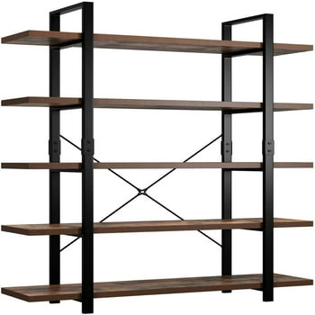 Homfa Industrial 5 Tier Shelves, Free Standing Storage Shelving Unit for Home Office Living Room, Rustic Brown