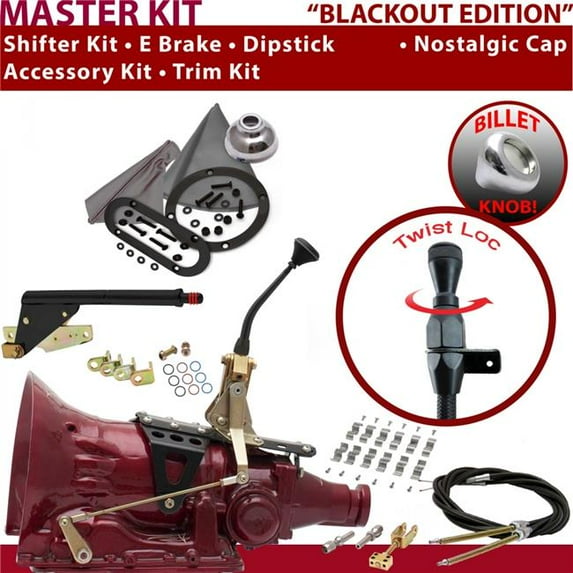 American Shifter 2004R Shifter Kit Black 8 in. E Brake Cable Clamp Trim Kit Dipstick for EE226