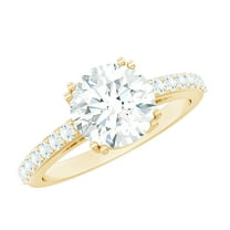 Rosec Jewels Sterling Silver Moissanite Engagement Ring 2 Carat (D-VS1 Quality) 8 mm Round Cut Moissanite Ring, US 7.00