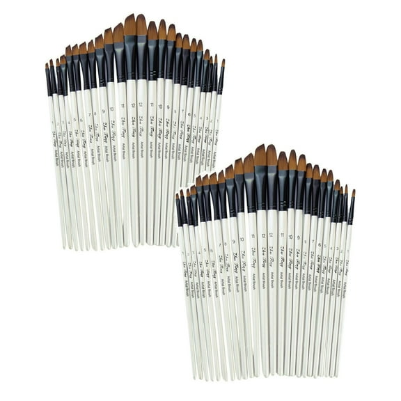 2 PCS Paint 12 Artist Oil Painting Flat&Tip Brush Acrylic Kit Brushes Watercolor Office Stationery Daily tools Home essentials Utility tool