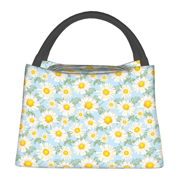 Easygdp Daisies Flowers Bolsa de Almuerzo Insulada Reutilizable, Bolsa de Mano y Bandolera para Oficina, Trabajo, Viajes