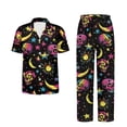 thumbnail image 5 of TSOVTHRID Skull Sun Moon Star Print Women's Pajama Sets Short Sleeve Pjs with Long Pants Soft Sleepwear Sets Button Down Womens Lounge Set, Size L, 5 of 7