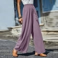 thumbnail image 6 of Baqcunre Women's High Waist Casual Solid Color Elastic Waist Loose Wide Leg Pants Trousers,Size S-3XL,Wide Leg Pants Woman,Womens Sweatpants,Women's Pants,Womens Fashion,Womens Clothes,Purple, 6 of 8
