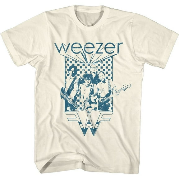 Weezer Blue Checkered Box Natural Adult T-Shirt