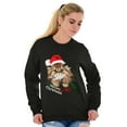 thumbnail image 4 of Cute Santa Cat Meowy Christmas Pun Sweatshirt for Men or Women Brisco Brands S, 4 of 6