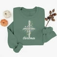 thumbnail image 4 of SYMOID women's christmas cross sweatshirt, cotton oversized crewneck with festive ornaments, green religious casual for holiday ch-ch,Size L, 4 of 6