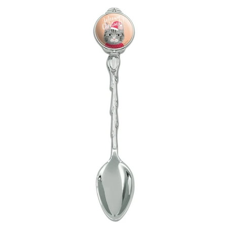 

Meowy Merry Christmas Cat in Sweater and Hat Novelty Collectible Demitasse Tea Coffee Spoon