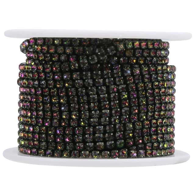 M Buder Cadena de Diamantes de Imitación para Manualidades de Bricolaje Garra Fina Cristal Blanco Ss8.5 Negro AB Excelente para Decoración de Ropa y Joyería Fina