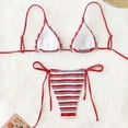 thumbnail image 5 of RUTAYY Women's Bikini Sets Striped Tankini Swimwear 2 Piece with Low Waist Tie Side Adjustable Straits Classic Seaside Swimsuit, 5 of 7