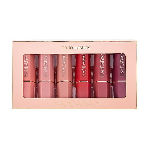 Set de 6 unidades de maquillaje hidratante de belleza para mujer Lipstick HUOGUO