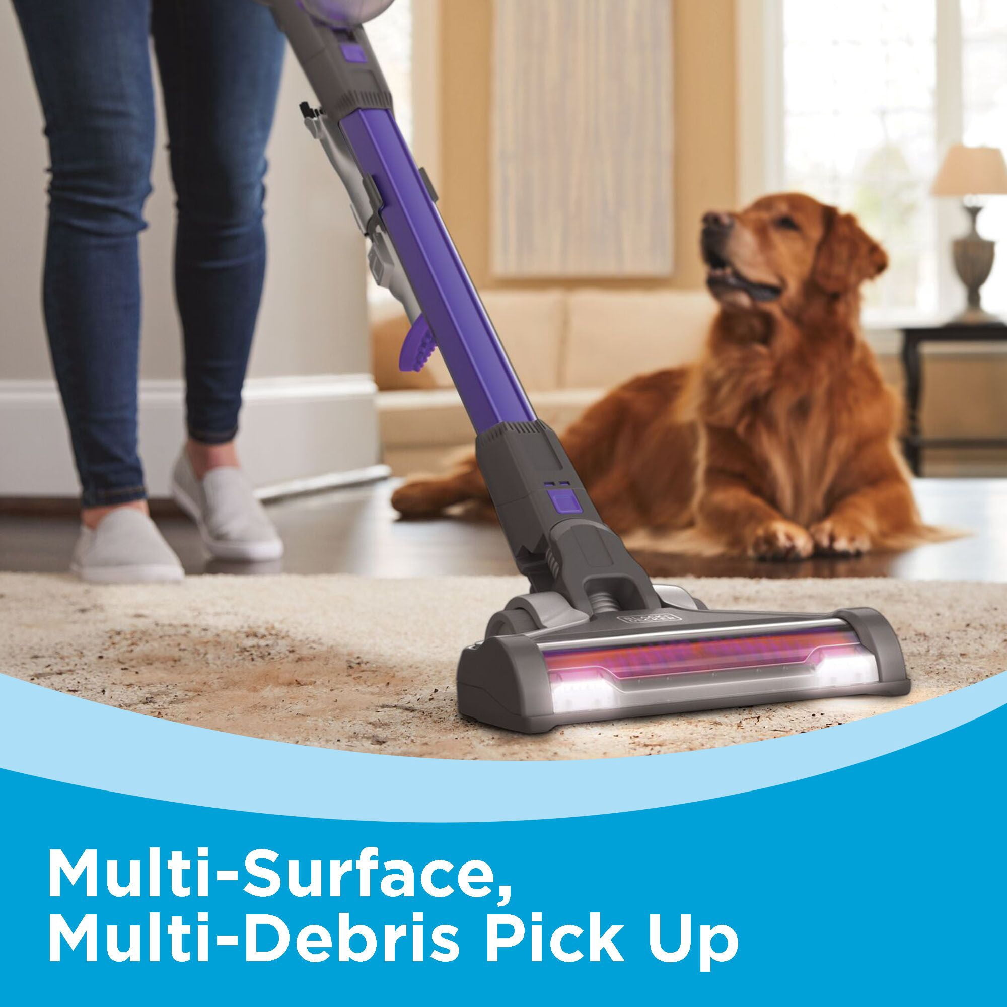 BLACK+DECKER POWERSERIES Extreme 20V Max Cordless Pet Stick Vacuum, for Carpet and Hard Floors, with Anti-Tangle Brush, 55 Minute Run-Time, BSV2020P