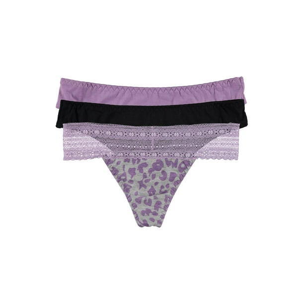 dELiA's Women's Printed/Solid Thong G-String Underwear Panty Pack, Soft,  Comfortable, Stretch Panties Purple Combo Small 3 Pack - Walmart.com