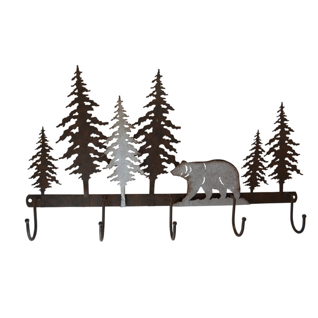 Pine Ridge Wall Art With 5 Hanging Hooks Bear Metal Home Decor Western Decorative Metal Heavy Duty Wall Mount Hooks For Home Kitchen And Bathroom Walmart Com Walmart Com