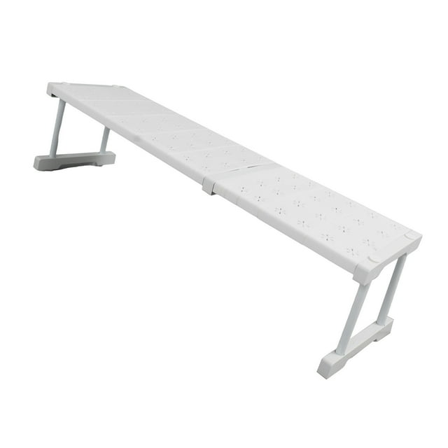 Expandable Cabinet Shelf Organizer, Kitchen Counter Shelf Rack Sink Shelf Riser Countertop Storage, 24cm Width 22cm Height, White