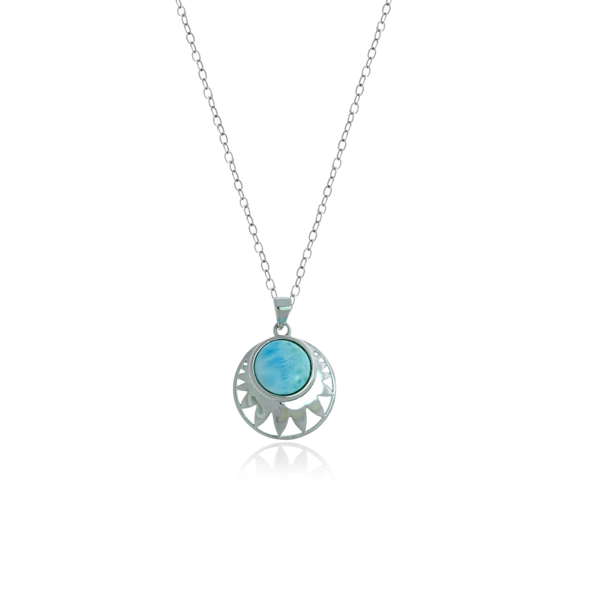 Larimar Necklace with Tanzanite Accent .925 Sterling Silver 