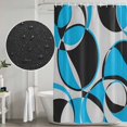 thumbnail image 4 of Shower Curtain Bathroom Set Abstract Geometric Color Block Waterproof Fabric Shower Curtains with Grommets&Hooks, Circle Stripes Blue Gray Black Privacy Bath Curtain for Bathtub 72x72in, 4 of 9