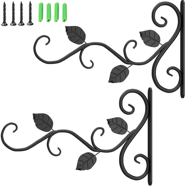2 soportes para plantas colgantes de 12 pulgadas, ganchos para macetas de hierro forjado de metal, gancho decorativo montado en la pared para colgar en interiores y exteriores, maceta para flores