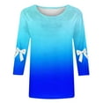 thumbnail image 5 of Qulqfy Women's Plus Size Tops 3/4 Length Sleeve Spring Shirts Casual with Bow Fall Crew Neck Graphic Tops Womens Blouses 4XL, 5 of 5