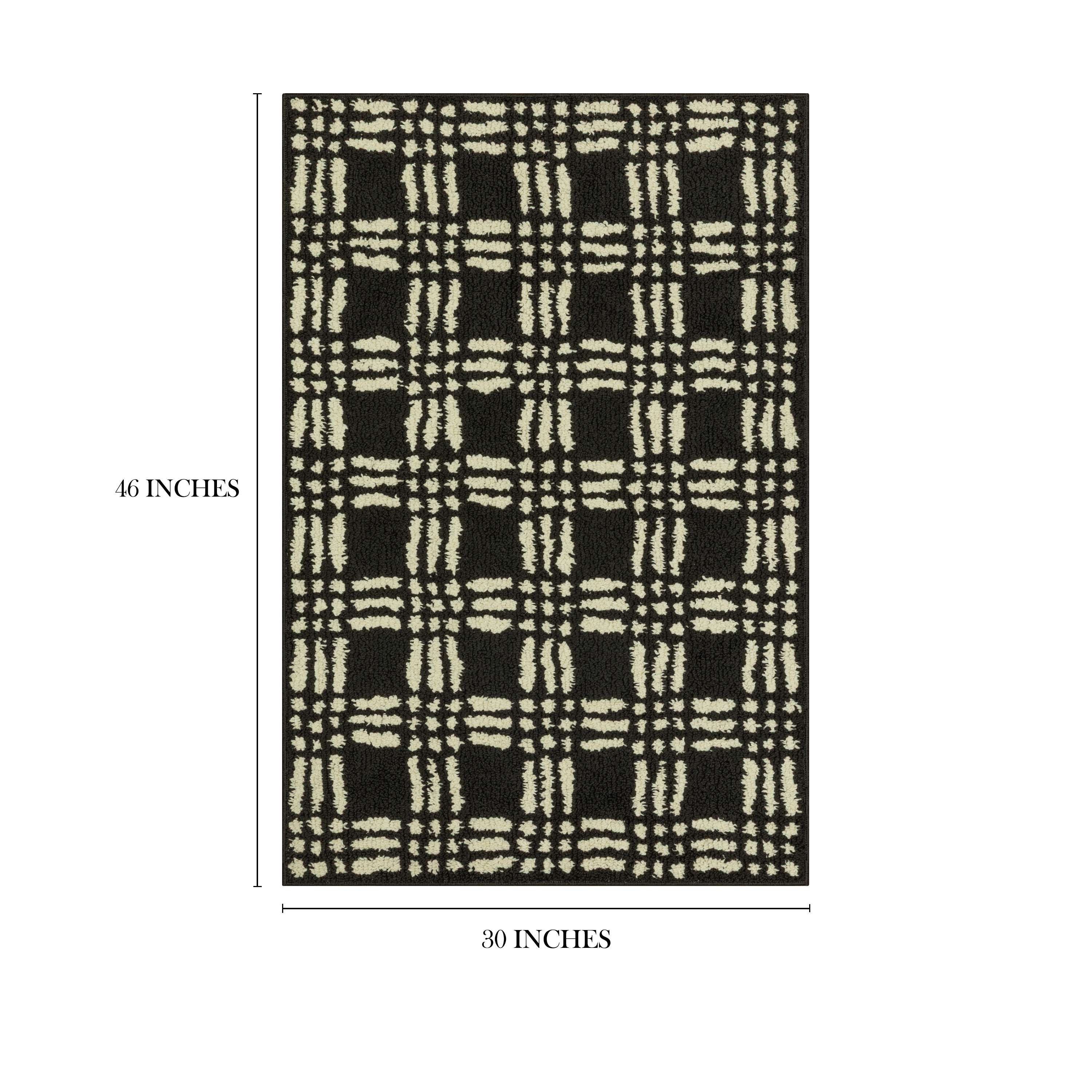 Mainstays Transitional Grid Plaid Black Indoor Accent Rug, 30"x46"