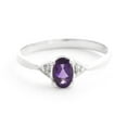 thumbnail image 2 of Galaxy Gold 14K Solid Gold 0.46 Carat Natural Diamond & Amethyst Oval Cut Ring for Women - White Gold Fine Jewelry, 2 of 6
