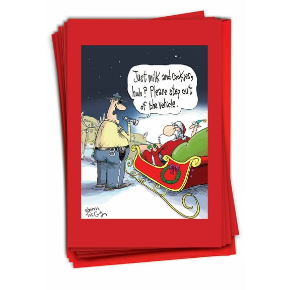 12 Funny Christmas Cards Pack (1 Design, 12 Cards) - Santa Dui B2476XSG