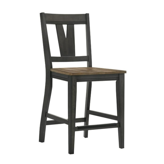 Intercon Furniture Harper Transitional Wood Splat Back Stool in Brown (Set of 2)