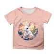 thumbnail image 1 of MIASHUI T-Shirt Garçon Imprimé Lapin Mignon pour Filles Joyeuses Pâques, Rose Clair, 3-4 Ans, 1 of 4