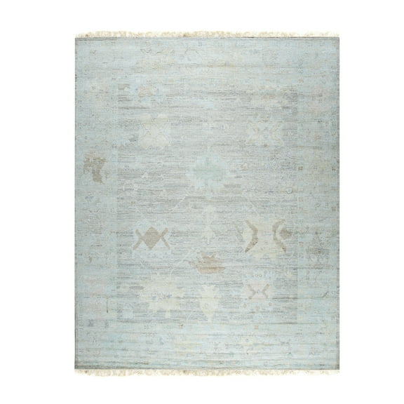 EORC MT570IV10X14 Hand-Knotted Natural Silk Natural Silk Oushak Rug, 10' x 14', Light Fawn/ Ivory Area Rug