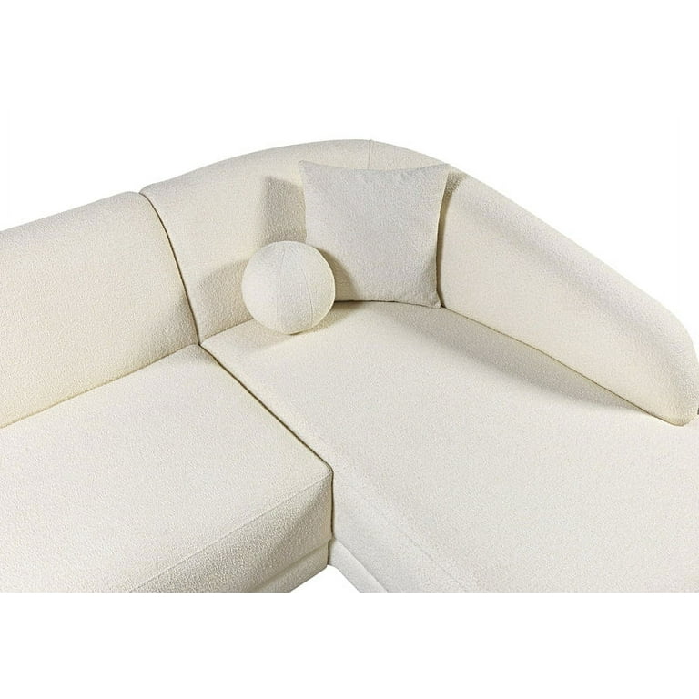 Bonita Ivory Boucle 3-Piece Curved Sectional – Texas Furniture