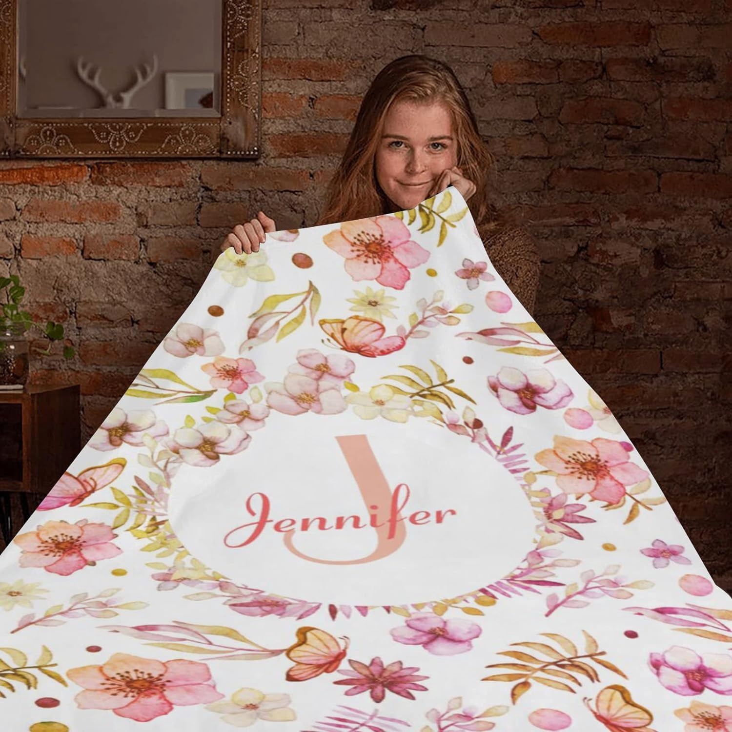 Custom Blankets with Name for Girls Personalized Baby Name Blankets Customized Swaddle Bed Blankets with Baby Name Flower Personalized Flower Blankets for Toddler Soft and Warm 30x40inch