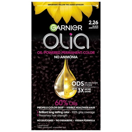 Garnier Olia Oil Powered Permanent Hair Color, 2.26 Black Amethyst