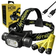 NITECORE HC68 High Performance Dual Beam E-focus Headlamp- 2000 Lumens w/ 2x EXTRA NL1835HP Battery Included