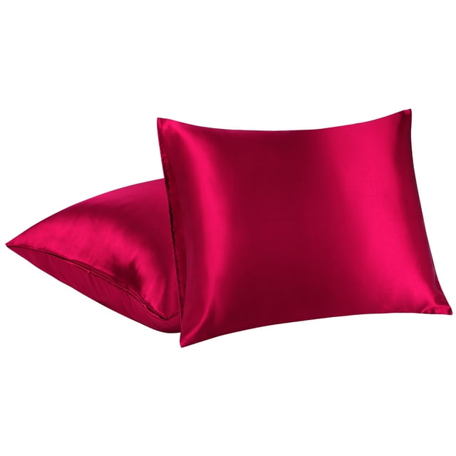 Unique Bargains Taies d'Oreiller en Satin avec Fermeture Enveloppe 2 Pcs